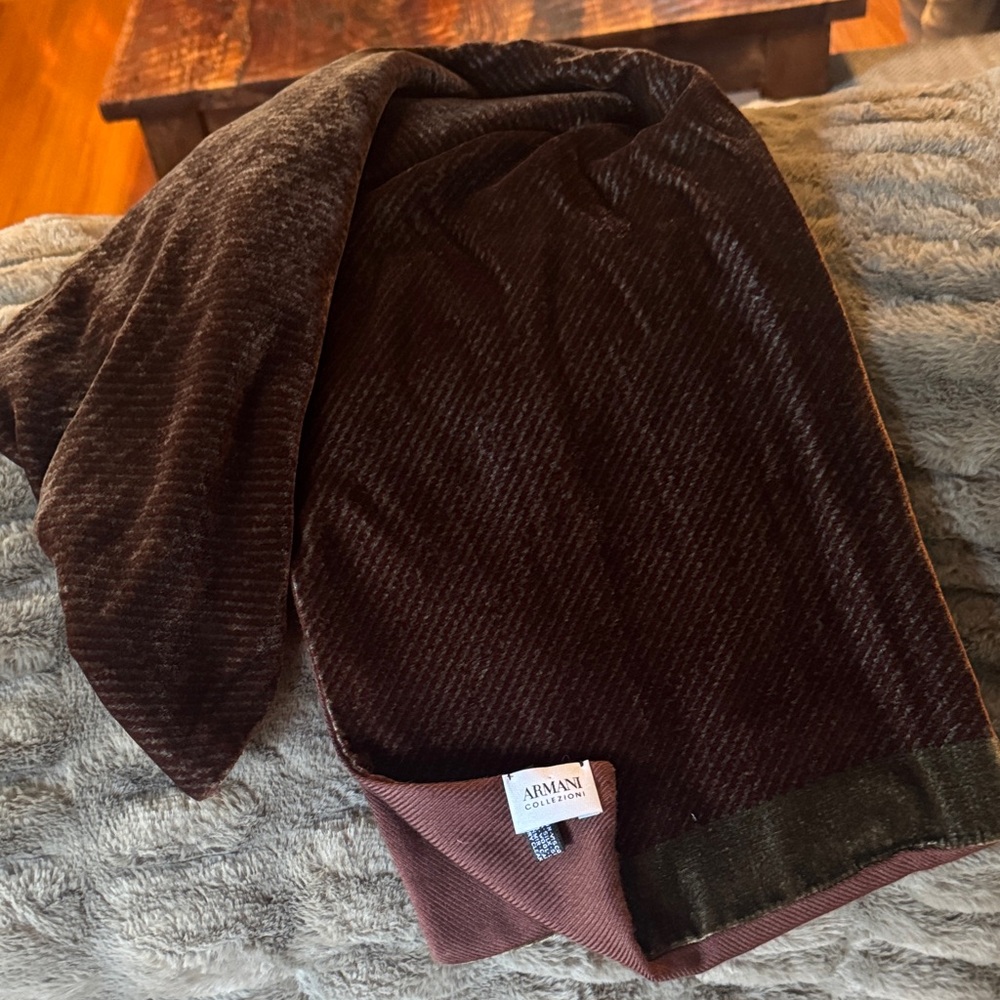 Armani Collezioni Rich Brown Velvet Scarf